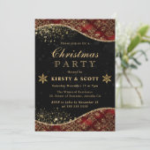 Red and Gold Glitter Damask kerst Kaart (Staand voorkant)