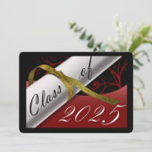 Red and Gold Graduation Party Kaart (Staand voorkant)