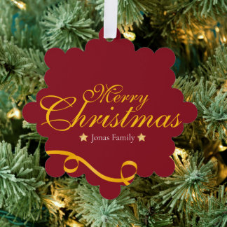 Red and Gold Hanging Paper Tag With Photo Ornament Kaart