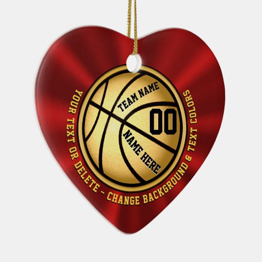 Red and Gold Heart Shaped Basketball Ornament (Rechts)