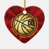Red and Gold Heart Shaped Basketball Ornament (Voorkant)