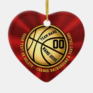 Red and Gold Heart Shaped Basketball Ornament
