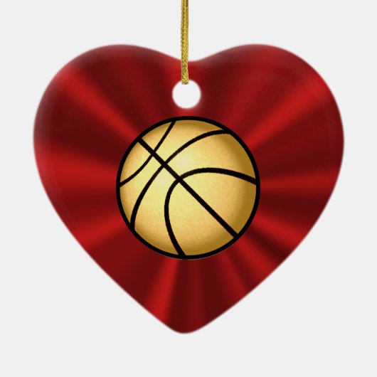 Red and Gold Heart Shaped Basketball Ornament (Achterkant)