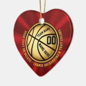 Red and Gold Heart Shaped Basketball Ornament (Links)