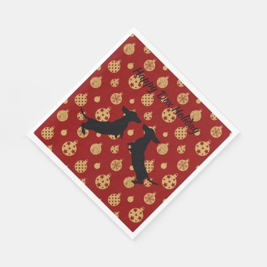 Red and Gold Holiday Dachshund Napkins Servet (Hoek)