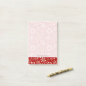 Red and Gold Holiday Patroon Post-it® Notes (Op bureau)