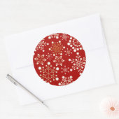 Red and Gold Holiday Patroon Ronde Sticker (Envelop)