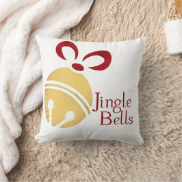 Red and Gold Jingle Bells Fun Add Name Kerstmis Kussen