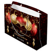 Red and Gold Kerstbles Quinceañera Groot Cadeauzakje (Achterkant Gekanteld)