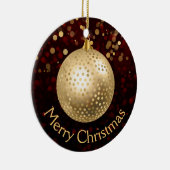 Red and Gold Kerstmis Bauble & Bokeh Keramisch Ornament (Rechts)