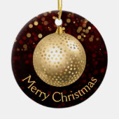 Red and Gold Kerstmis Bauble & Bokeh Keramisch Ornament (Voorkant)