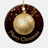 Red and Gold Kerstmis Bauble & Bokeh Keramisch Ornament (Achterkant)
