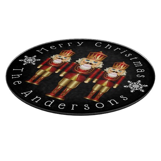 Red and Gold Kerstmis Nutcrackers Personalize Cut Snijplank (Hoek)