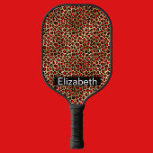 Red and Gold Leopard Print Personalized Pickleball Paddle