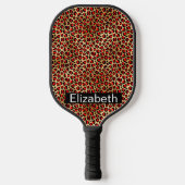 Red and Gold Leopard Print Personalized Pickleball Paddle (Voorkant)
