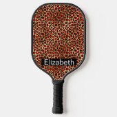 Red and Gold Leopard Print Personalized Pickleball Paddle (Achterkant)
