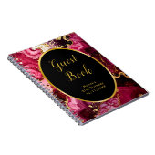 Red and Gold Marble Agate Birthday Guest Book Notitieboek (Rechterzijde)