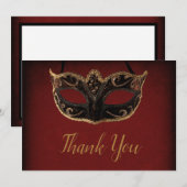 Red and Gold Masquerade Hartelijk dank Bedankkaart (Voorkant / Achterkant)