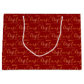 Red and Gold Merry Christmas Word Art Groot Cadeauzakje (Voorkant)