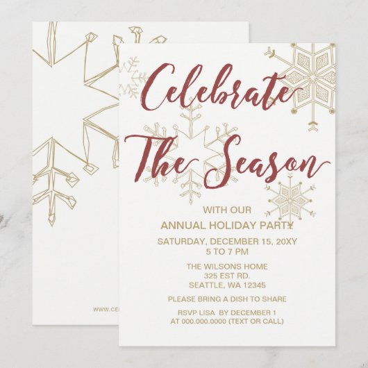 Red and Gold Modern-feestdag Kaart (Voorkant / Achterkant)