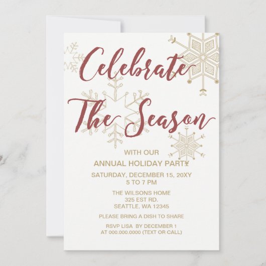 Red and Gold Modern-feestdag Kaart (Voorkant)