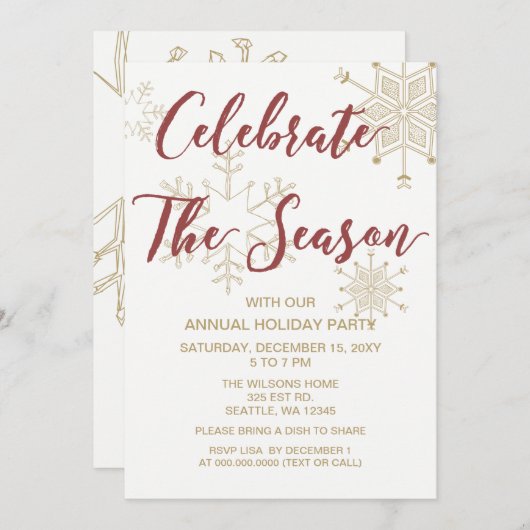 Red and Gold Modern-feestdag Kaart (Voorkant / Achterkant)