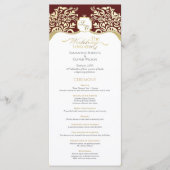 Red and Gold Monogram Wedding Program Programmakaart (Voorkant)