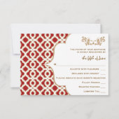 Red and Gold Moroccan Wedding Response Cards RSVP Kaartje (Voorkant)