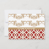 Red and Gold Moroccan Wedding Response Cards RSVP Kaartje (Achterkant)