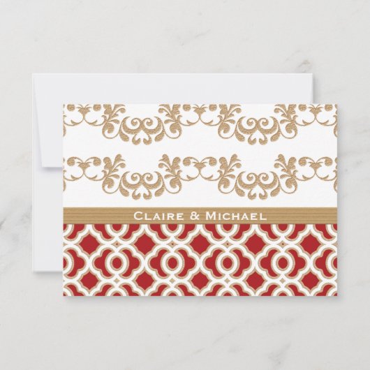 Red and Gold Moroccan Wedding Response Cards RSVP Kaartje (Achterkant)