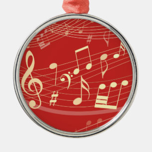 Red and Gold Musical Kerstversiering Metalen Ornament
