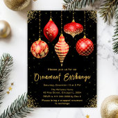 Red and Gold Ornament Exchange Party Kaart