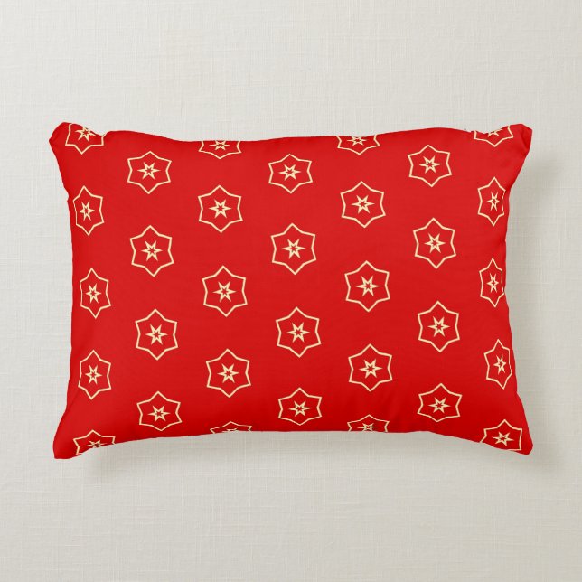 Red and Gold Ornamental Design Accent Kussen (Voorkant)