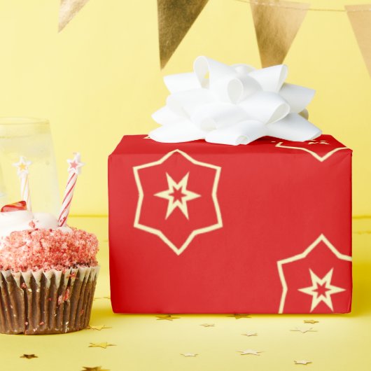 Red and Gold Ornamental Design Cadeaupapier (Verjaardagsfeest)