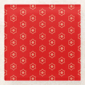 Red and Gold Ornamental Design Glazen Onderzetter (Voorkant)