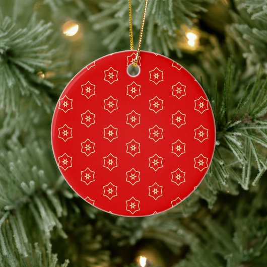 Red and Gold Ornamental Design Keramisch Ornament (Boom)