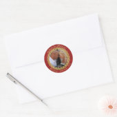 Red and Gold Ornate Custom Photo Ronde Sticker (Envelop)
