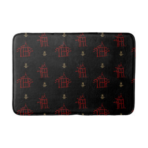 Red and Gold Pagodas Chinoiserie Bath Mat