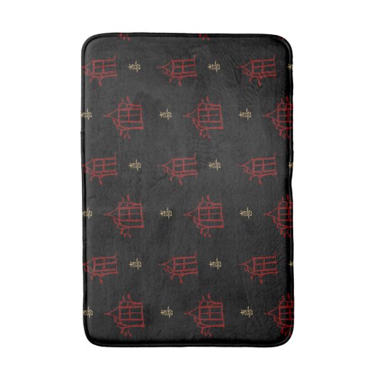 Red and Gold Pagodas Chinoiserie Bath Mat (Voorkant Verticaal)