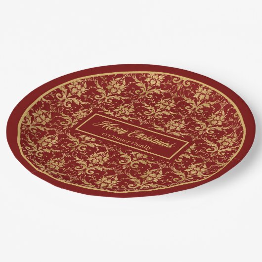 Red and Gold Paper Plates Personalized Holiday Papieren Bordje (Gekanteld)