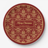 Red and Gold Paper Plates Personalized Holiday Papieren Bordje (Voorkant)
