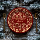Red and Gold Paper Plates Personalized Holiday Papieren Bordje