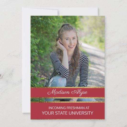 Red and Gold Photo Trunk Party Kaart (Voorkant)