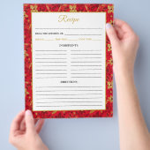 Red and Gold Poinsettia Flowers Recipe Page Flyer (Hand)