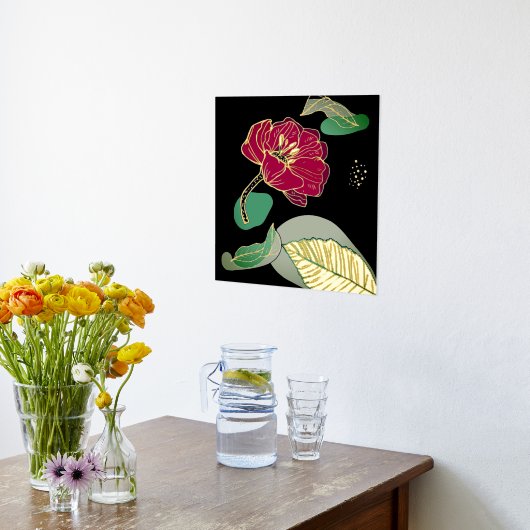 Red and Gold Poppy Abstract Folie Afdrukken (Laag (Keuken))