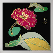 Red and Gold Poppy Abstract Folie Afdrukken (Voorkant)