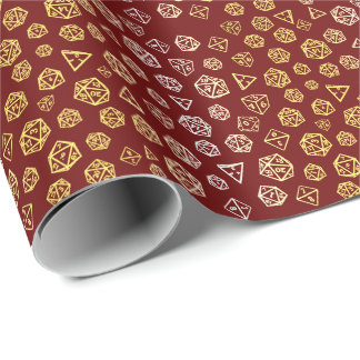 Red and Gold Roleplaying Dice Wrapping Paper Cadeaupapier