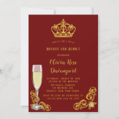 Red and Gold Royal Crown Brunch en Bubble Kaart (Voorkant)