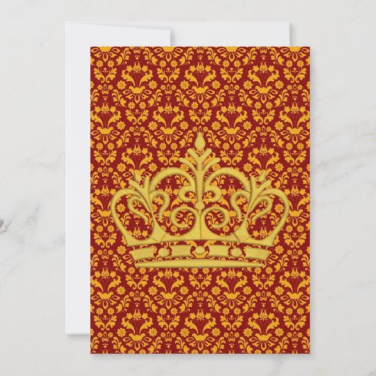 Red and Gold Royal Crown Brunch en Bubble Kaart (Achterkant)