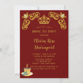 Red and Gold Royal Crown Damask Bridal Tea Party Kaart (Voorkant)